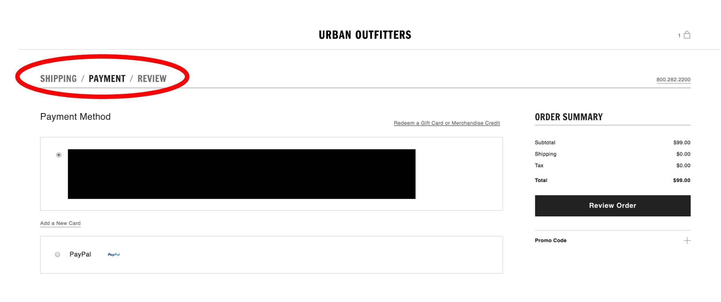 Example of UX Urban Outfitters