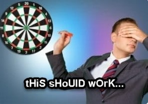 Businessman blindly throwing darts - Why is content marketing important? - BFO digital marketing