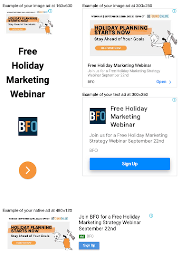 Example of Ad Formats Used for this Webinar Campaign