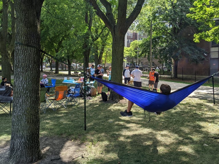 The BFO team relaxes at Oz Park in Chicago, Illinois