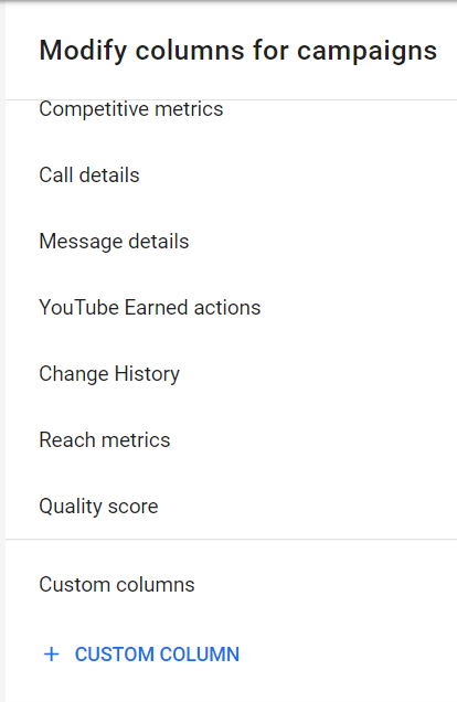 New Custom Conversion and Formula Column Location - Learn Google SA360 - Be Found Online