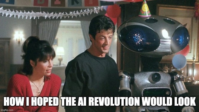 image: Still image from the movie Rocky 3, featuring the robot butler named Sico who was awesome