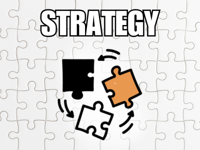 puzzle pieces of strategy for paid search and paid social media