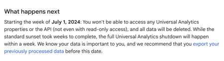 Note from Google on UA data deletion