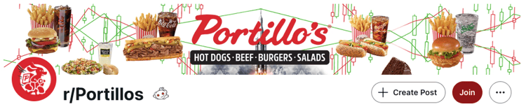 example of brand specific subreddit on reddit r/portillos
