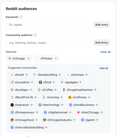 using subreddits as audience targeting