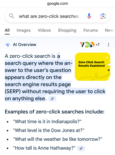 google ai overview of zero click searches-1