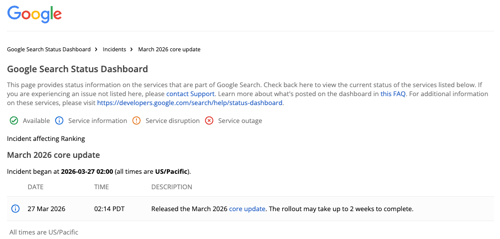 march 2026 google core update