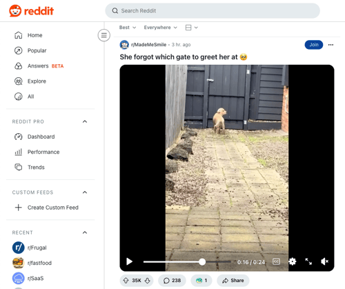 reddit home page
